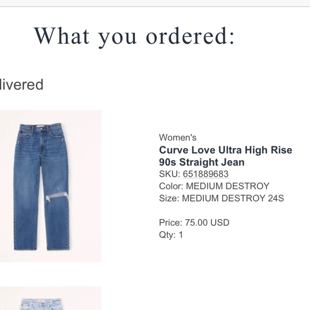 Abercrombie Ultra High Rise Straight Jeans with Distressed Detail